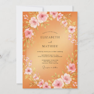 Invitation Mariage Couronne Rose Abricot