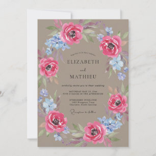Invitation Mariage Couronne Taupe Magenta