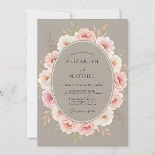 Invitation Mariage Couronne Taupe Rosé