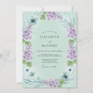 Invitation Mariage Couronne Violet Céladon
