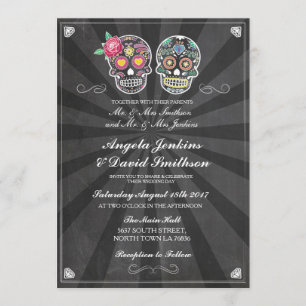 Invitation Mariage crâne de sucre Rustic Chalk Lumières Invit