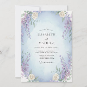 Invitation Mariage Crème de Glycine et Pervenche