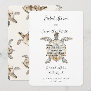 Invitation Mariage Crème de Tortues Marines de Plage