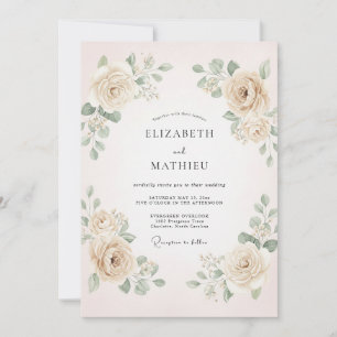 Invitation Mariage Crème Douce Romance Florale