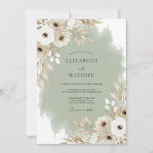 Invitation Mariage Crème Fleur Éthérée