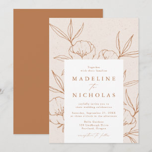 Invitation Mariage Crème Florale Botanique Moderne & Terracot