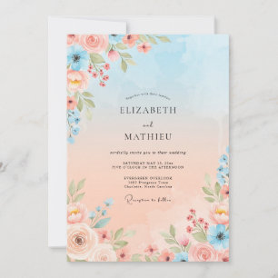 Invitation Mariage Crépuscule Gracieux Pêche