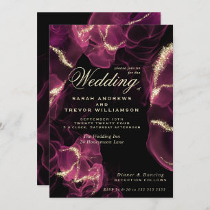 Invitation Mariage   Crimson Berry Encre d'alcool