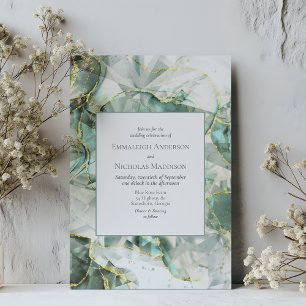 Invitation Mariage Cristal d'Aventurine Vert Sauge