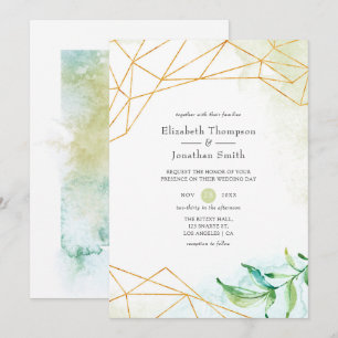 Invitation Mariage Cristal Géométrique Aquarelle