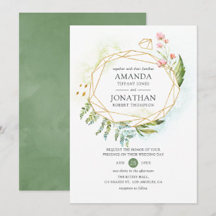 Invitation Mariage Cristal Géométrique Aquarelle de Verdure