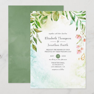 Invitation Mariage Cristal Géométrique Aquarelle de Verdure