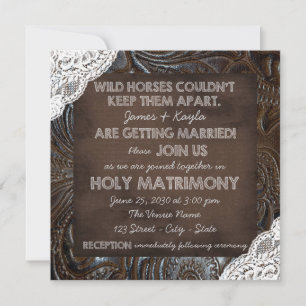 Invitation Mariage Cuir et Dentelle