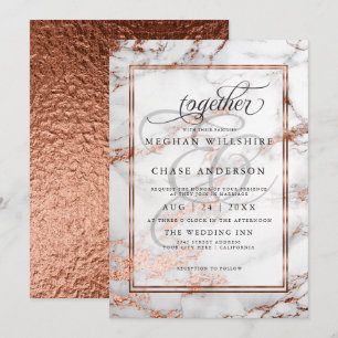 Invitation Mariage cuivre et marbre Élégance Bold