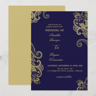 Invitation Mariage culturel traditionnel élégant au henné