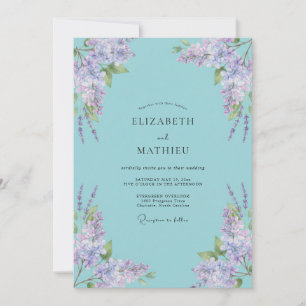 Invitation Mariage Cyan Pervenche Wisteria