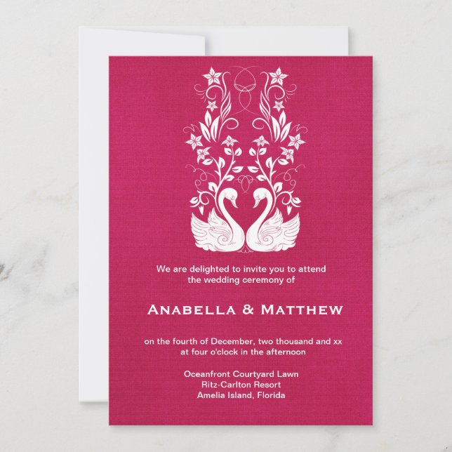 Invitation Mariage cygne (Devant)