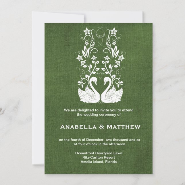 Invitation Mariage cygne (Devant)