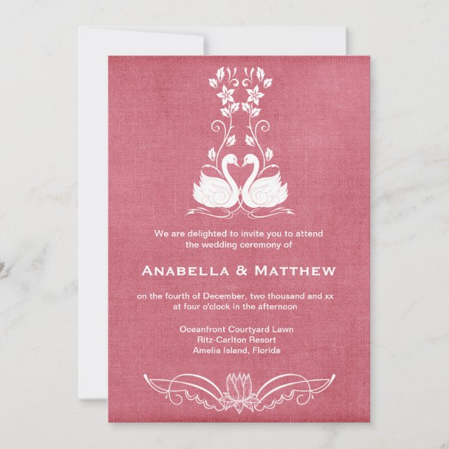 Invitation Mariage cygne (Devant)