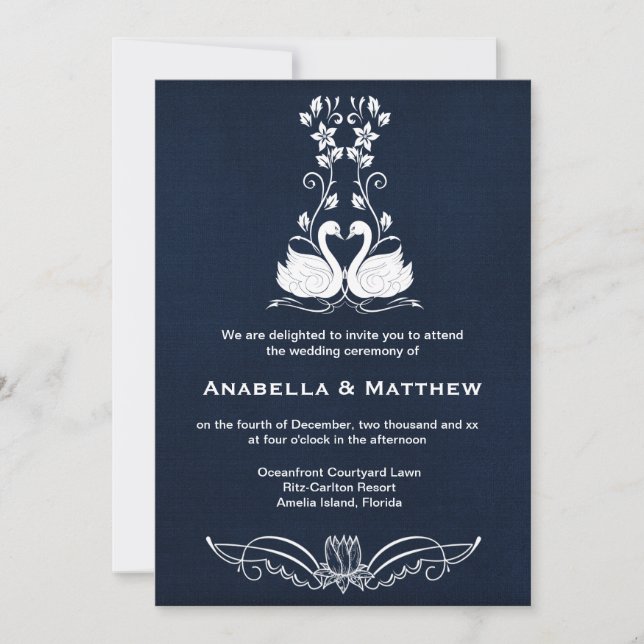 Invitation Mariage cygne (Devant)