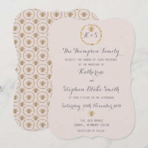 Invitation Mariage d'abeilles d'or de Lilac