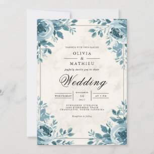 Invitation Mariage d'accentuation bleu foncé