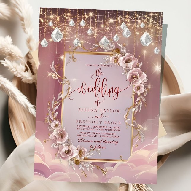 Invitation Mariage d'accentuation or en cristal magique (Créateur téléchargé)