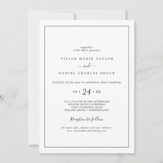 Invitation Mariage d'accueil minimaliste (Devant)