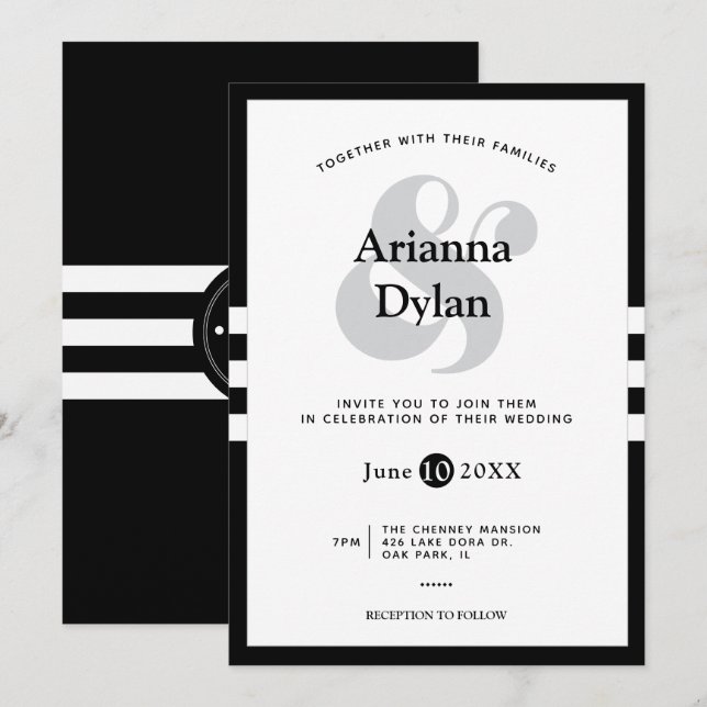 Invitation Mariage d'affaires de Cravate blanche (Devant / Derrière)