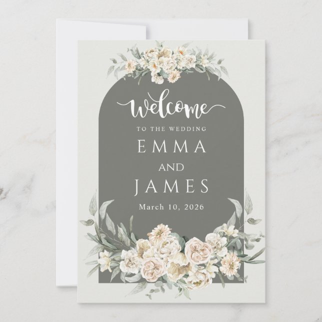 Invitation Mariage d'Affiche de bienvenue simple vert (Devant)