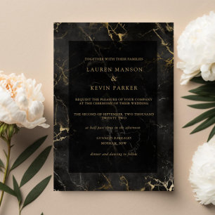 Invitation Mariage d'agate en marbre noir