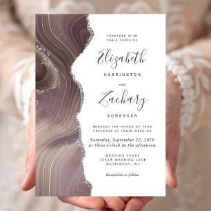 Invitation Mariage d'âge d'argent moderne Taupe