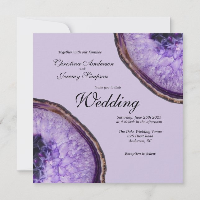 Invitation Mariage d'âge de l'améthyste pourpre (Devant)