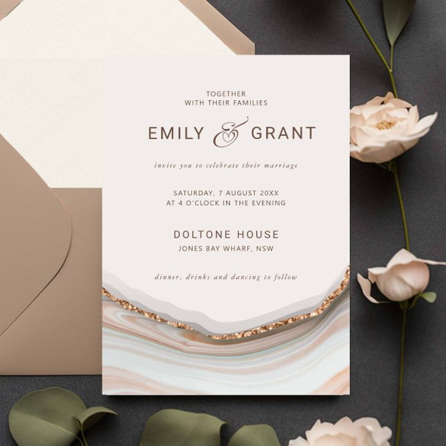 Invitation Mariage d'âge en marbre naturel (Créateur téléchargé)