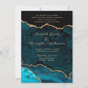 Invitation Mariage d'âge Turquoise Gold