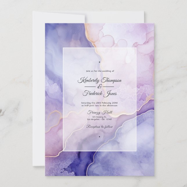 Invitation Mariage d'âge Violet Dusty (Devant)