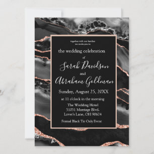 Invitation Mariage d'agrafe d'or Rose noir personnalisé