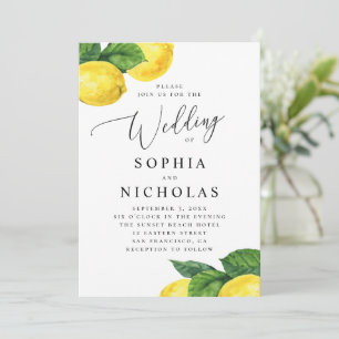 Invitation Mariage d'agrumes aquarelle. Jardin botanique de c