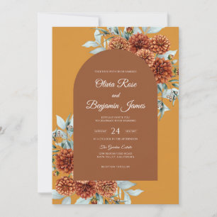 Invitation Mariage Dahlia Terracotta Moutarde
