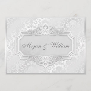 Invitation Mariage damassé argenté élégant