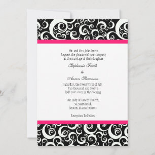 Invitation mariage damassé avec Hot Pink