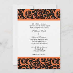 Invitation mariage damassé avec Orange