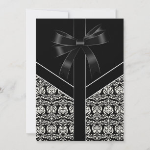 Invitation Mariage damassé blanche et noire élégante