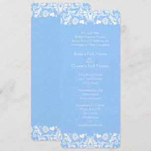 Invitation Mariage damassé bleu poudre