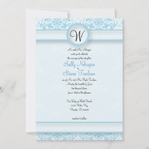 Invitation Mariage damassé bleue