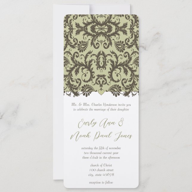 Invitation Mariage damassé Brown (Devant)