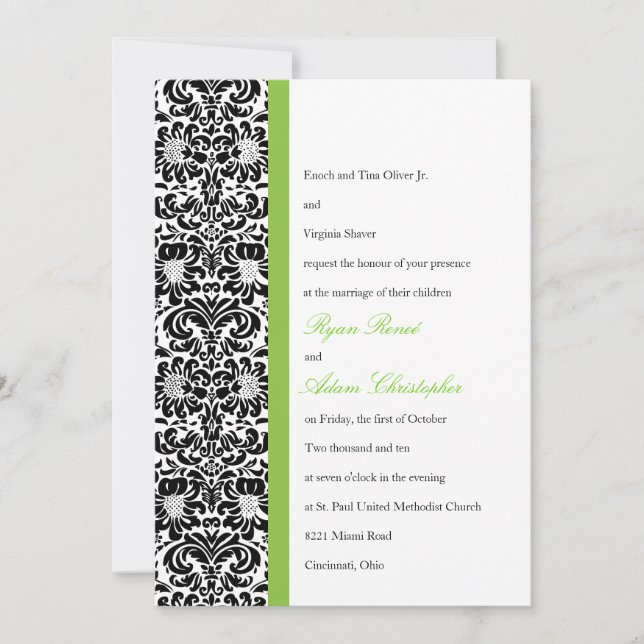 Invitation Mariage damassé classique (Devant)