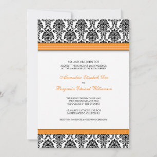 Invitation Mariage damassé classique (rubans orang