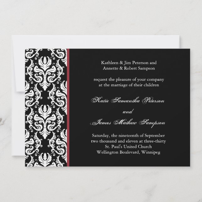 Invitation Mariage damassé Classy (Devant)