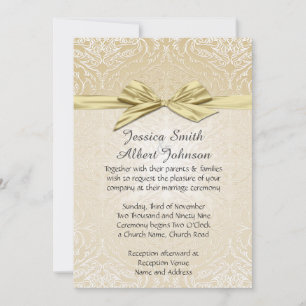Invitation Mariage damassé Gold Sparkle